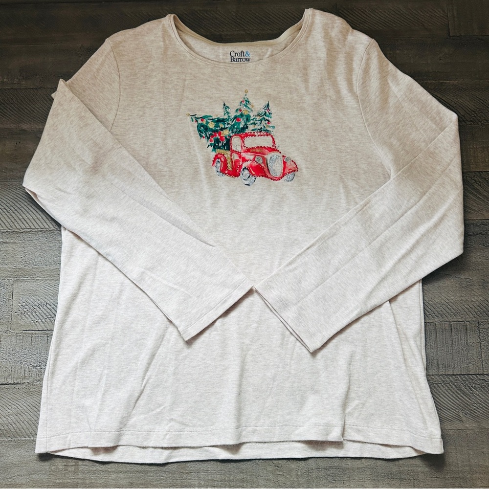 Croft & Barrow Cream Long Sleeve Shirt